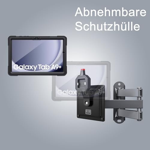 B2Bworkplace Wandhalterung kompatibel mit Samsung Galaxy Tab A9+ - Tablet Halterung mit Abnehmbarer Schutzhülle - mit Schwenkarm und drehbar