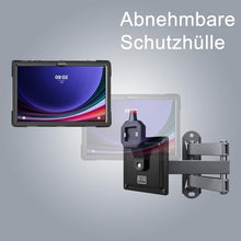 Laden Sie das Bild in den Galerie-Viewer, B2Bworkplace Wandhalterung kompatibel mit Samsung Galaxy Tab S9 Ultra - Tablet Halterung mit Abnehmbarer Schutzhülle - mit Schwenkarm und drehbar