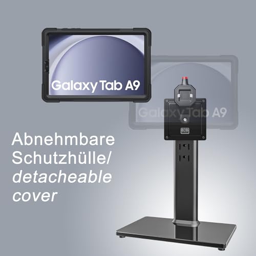 B2Bworkplace Tischständer kompatibel mit Samsung Galaxy Tab A9 - Tablethalterung mit Abnehmbarer Schutzhülle - höhenverstellbar & drehbar