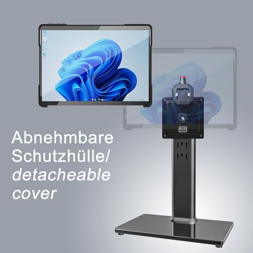 B2Bworkplace Tischständer kompatibel mit Microsoft Surface Pro 9 - Tablethalterung mit Abnehmbarer Schutzhülle - höhenverstellbar & drehbar