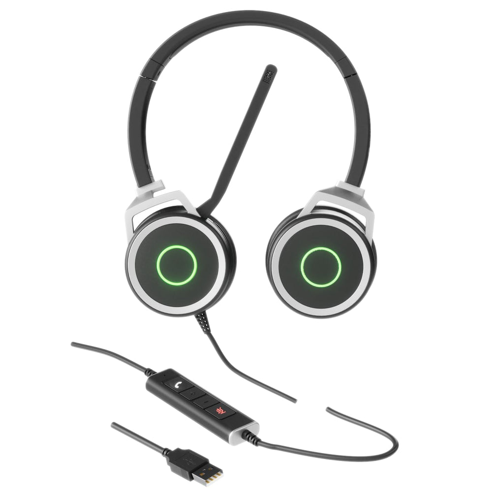 PC Headset Kopfhörer Bluetooth kabelgebunden - Mikrofon mit Geräuschunterdrückung, Microsoft Teams optimiert, Anrufsteuerung, Status-LED, Zoom & Skype for Business