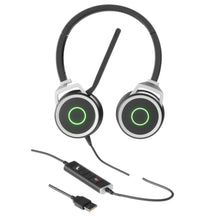 Laden Sie das Bild in den Galerie-Viewer, PC Headset Kopfhörer Bluetooth kabelgebunden - Mikrofon mit Geräuschunterdrückung, Microsoft Teams optimiert, Anrufsteuerung, Status-LED, Zoom &amp; Skype for Business