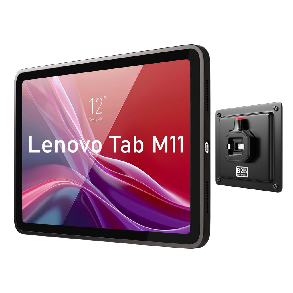 B2Bworkplace Tablet Halterung Wand kompatibel mit Lenovo Tab M11 - inkl. Schutzhülle passgenau - vertikal & horizontal - flach - Schnellverschluss - Tablet Wandbefestigung Halter