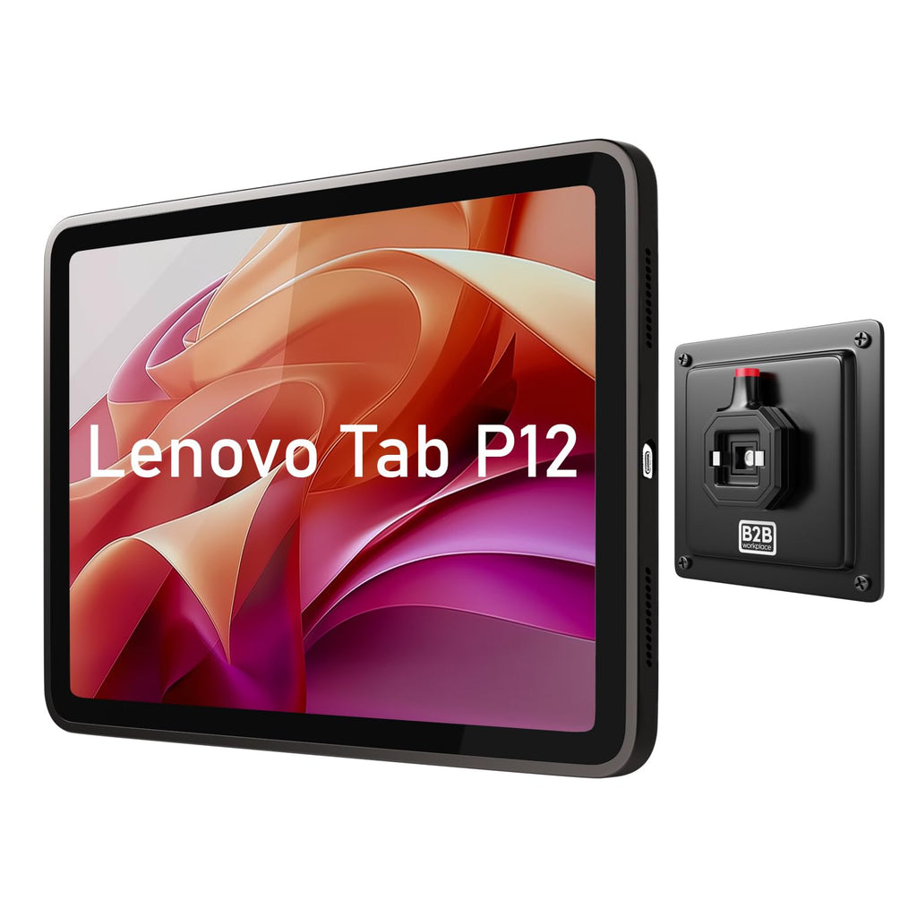 B2Bworkplace Tablet Halterung Wand kompatibel mit Lenovo Tab P12 - inkl. Schutzhülle passgenau - vertikal & horizontal - flach - Schnellverschluss - Tablet Wandbefestigung Halter