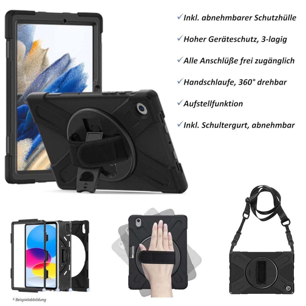 B2Bworkplace Wandhalterung kompatibel mit Microsoft Surface Go 2/3/4 - Tablet Halterung mit abnehmbarer Schutzhülle - mit Schwenkarm und drehbar