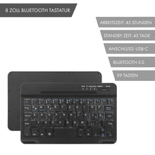 Laden Sie das Bild in den Galerie-Viewer, B2Bworkplace Bluetooth Tastatur kompatibel mit Samsung Galaxy Tab Active 3 und Active 5 - kleine 8 Zoll Größe
