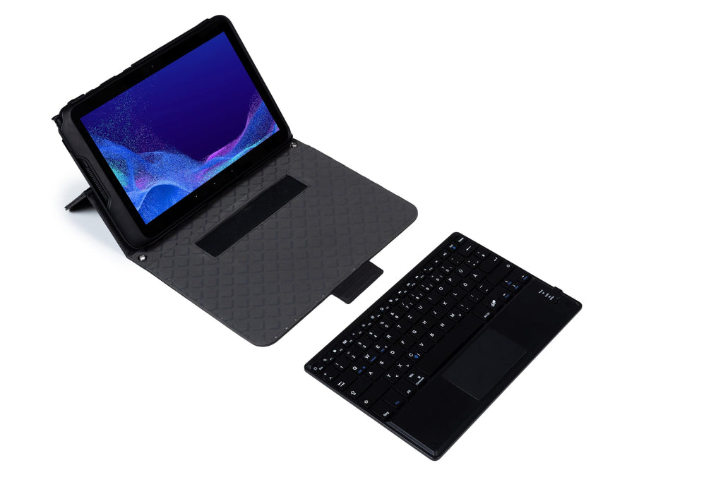 Hülle mit Tastatur kompatibel mit Samsung Galaxy Tab Active 4 Pro - Anti-Rutsch Funktion, abnehmbares Bluetooth Keyboard, Handschlaufe