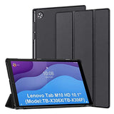 DLveer Hülle für Lenovo Tab M10 HD 2nd Gen 10.1 Zoll TB-X306F/TB-X306X Tablet,Slim PU Leder Smart Schutzhülle mit Auto Schlaf/wach Funktion,Unzutreffend für Lenovo M10 TB-X505/TB-X606,Schwarz