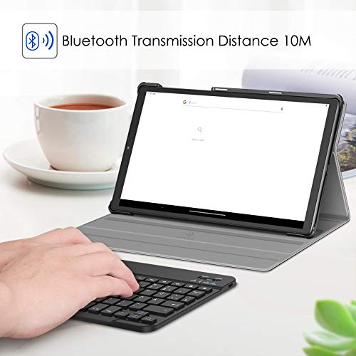 Fintie Tastatur Hülle für Lenovo Tab M10 FHD Plus/Smart Tab M10 FHD Plus 10.3 Zoll TB-X606, Slim Schutzhülle mit magnetisch Abnehmbarer Deutsches QWERTZ Bluetooth Keyboard, Schwarz