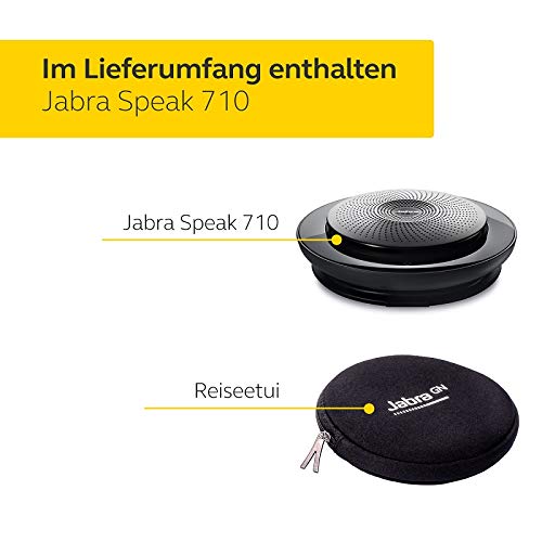 Jabra Speak 710 Konferenzlautsprecher – Microsoft zertifizierter tragbarer Lautsprecher mit Bluetooth Adapter und USB-Anschluss – Für Laptop, Smartphone und Tablet