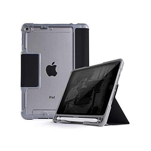 STM Bags Dux Plus DUO Case für Apple iPad mini 5 (2019) / iPad mini 4 - schwarz/transparent [Militär Standard I Apple Pencil / Logitech Crayon Fach I Wasserabweisend I Standfunktion I Wake/sleep]