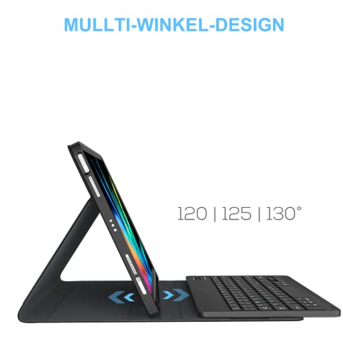 Earto Hülle mit Tastatur für iPad Air 4. Generation 2020 - iPad Pro 11 2021(3. Generation) - Abnehmbare kabellose Tastatur - iPad Air 4 10,9 Zoll 2020, iPad Pro 11 Zoll 2021/2020/2018, Schwarz