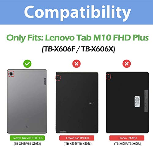 TSQQST Lenovo Tab M10 Plus Case 10.3" 2020 2nd Gen | Lenovo M10 Plus Case Kids Shockproof | Heavy Duty Rugged Case w/Stand Hand Shoulder Strap for TB-X606F/TB-X606X Tablet M10 FHD Plus Case | Black