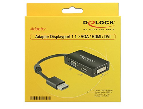 Delock 62656 Adapterkabel DisplayPort 1.1 Stecker > 1 x VGA + 1 x HDMI + 1 x DVI 24+1 schwarz