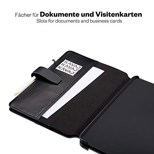 KAVAJ Lederhülle London geeignet für Apple iPad Pro 11" 2021/2020 Hülle Cover Schwarz aus echtem Leder mit Stifthalter. Dünnes Echtleder Smart Case Schutzhülle Tasche