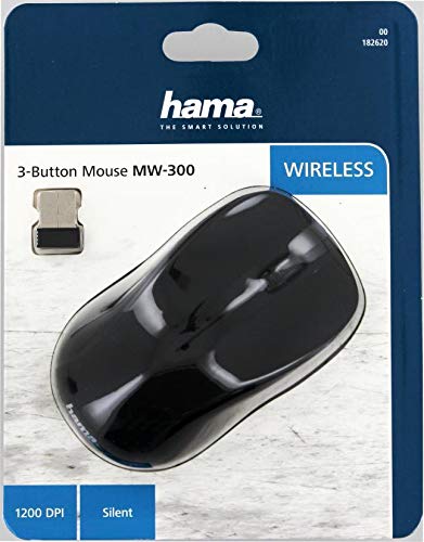 Hama Computermaus kabellos (Funkmaus mit 3 Tasten für PC, Laptop und Notebook, geeignet für Rechts- und Linkshänder, ohne Klickgeräusche, 1200 dpi, Betriebssysteme: Windows 10/8/7/Vista/XP) schwarz