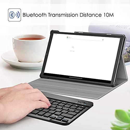 Fintie Tastatur Hülle für Lenovo Tab M10 HD (2nd Gen) 2020 10,1", Slim Schutzhülle mit magnetisch Abnehmbarer QWERTZ Bluetooth Keyboard für Lenovo Tab M10 HD Plus TB-X306X/TB-X306F, Schwarz