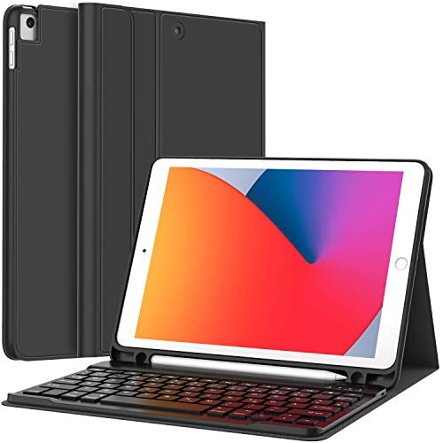 Earto Tastatur Hülle für iPad 8 Generation 2020 / iPad 7 gen 2019 10,2 Zoll, iPad Air 2019(3. Gen), iPad Pro 10,5 2017, Bluetooth QWERTZ Abnehmbare Tastatur, mit Pencil Halter