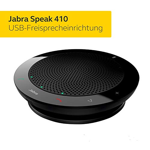 Jabra Speak 410 Konferenzlautsprecher – Microsoft zertifizierter tragbarer Lautsprecher mit USB-Anschluss – Plug-And-Play Installation