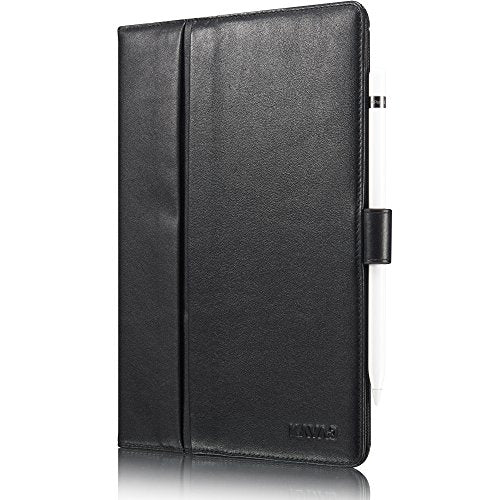 KAVAJ Lederhülle London geeignet für Apple iPad 8 iPad 7 2020/2019 10.2" Hülle Cover Schwarz aus echtem Leder mit Stifthalter. Dünnes Echtleder Smart Case Schutzhülle Tasche