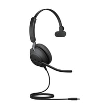 Laden Sie das Bild in den Galerie-Viewer, Jabra Evolve2 40 Headset – Noise Cancelling Microsoft Teams Zertifizierte Mono Kopfhörer mit 3 Mikrofonen – USB-C Kabel – schwarz