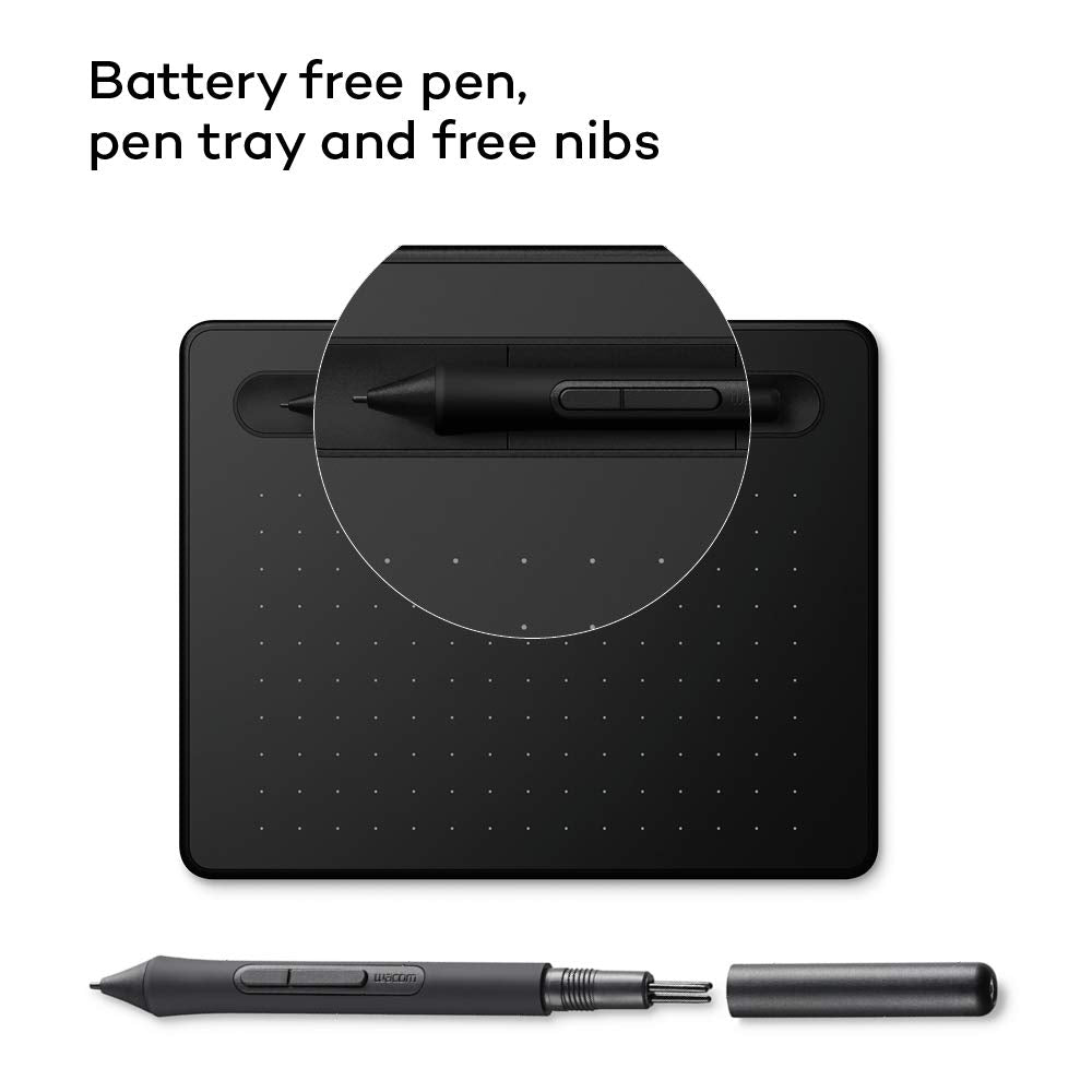 Wacom Intuos S Stift-Tablett (mit druckempfindlichem Stift & Bluetooth-Mobiles Zeichentablett zum Malen & Fotobearbeitung) schwarz - Ideal für Home-Office & E-Learning