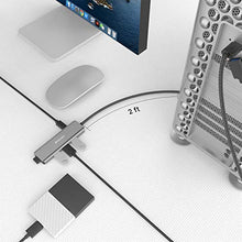 Laden Sie das Bild in den Galerie-Viewer, USB 3.0 Hub, BYEASY 4 Port Datenhub USB C Hub Typ C Hub Adapter Aluminium USB C Adapter Dongle Dockingstation mit Micro USB Kabel, 2ft verlängert geflochten OTG-Kabel für MacBook Pro Oculus Rift S Ps4
