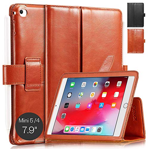 KAVAJ Lederhülle London geeignet für Apple iPad Mini 5 (2019) & 4 Hülle Echtleder Case Cognac-Braun aus echtem Leder mit Stand und Auto Schlaf/Aufwachen Funktion. Dünnes Smart-Cover Schutzhülle