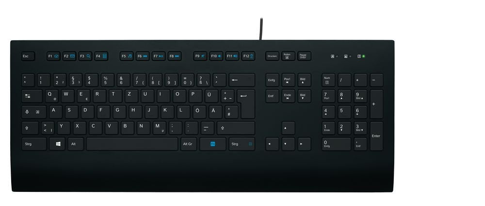 Logitech K280e Pro Kabelgebundene Business Tastatur für Windows, Linux und Chrome, USB-Anschluss, Handballenauflage, Spritzwassergeschützt, PC/Laptop, Deutsches QWERTZ-Layout - Schwarz