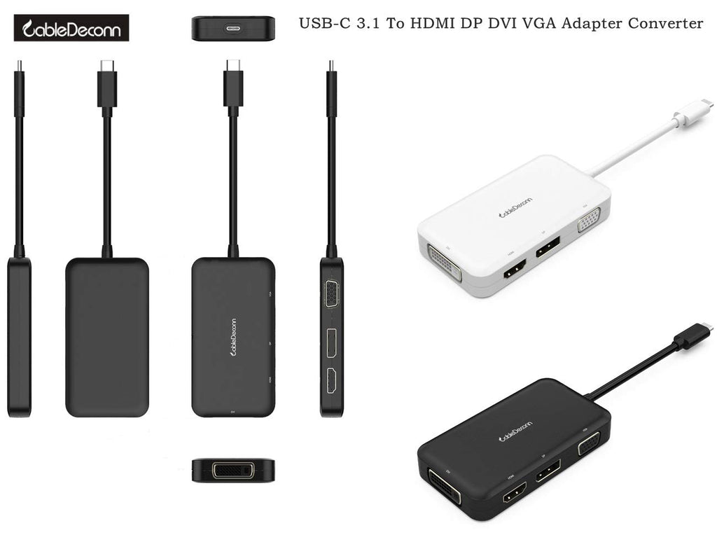 CableDeconn USB-C Multiport-Adapter, USB-C Typ C 3.1 auf HDM/DP/DVI/VGA/4K-Kabeladapter, Konverter für neuere MacBooks