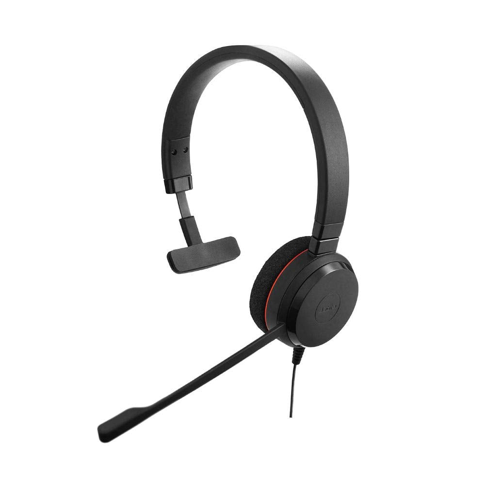 Jabra Evolve 20 MS Mono Headset – Microsoft zertifizierte Kopfhörer für VoIP Softphone mit passivem Noise-Cancelling – USB-Kabel mit Anrufsteuerung – Schwarz