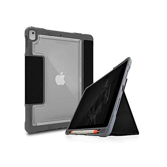 STM Bags Dux Plus DUO Case für Apple iPad 10,2" (2019 & 2020) - schwarz/transparent [Militär Standard I Apple Pencil / Logitech Crayon Fach I Wasserabweisend I Standfunktion I Wake/sleep]