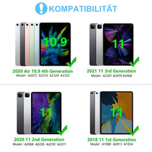 Laden Sie das Bild in den Galerie-Viewer, Earto Hülle mit Tastatur für iPad Air 4. Generation 2020 - iPad Pro 11 2021(3. Generation) - Abnehmbare kabellose Tastatur - iPad Air 4 10,9 Zoll 2020, iPad Pro 11 Zoll 2021/2020/2018, Schwarz