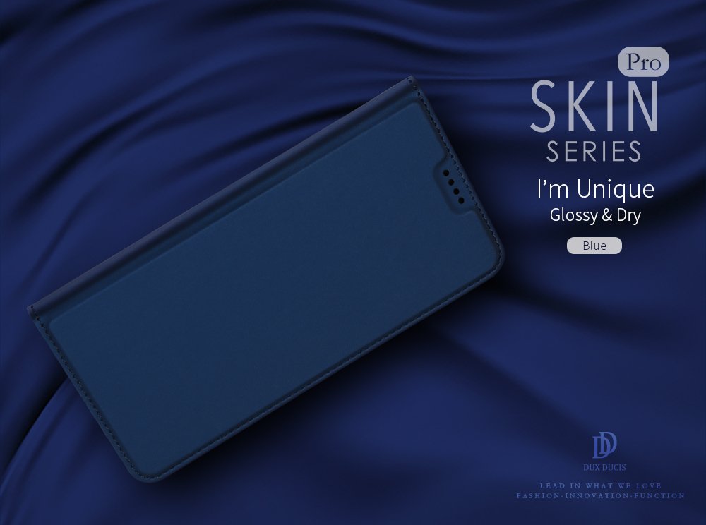 DUX DUCIS Hülle für Samsung Galaxy A8 2018, Leder Flip Handyhülle Schutzhülle Tasche Case mit [Kartenfach] [Standfunktion] [Magnetverschluss] für Samsung Galaxy A8 2018 (Blau)
