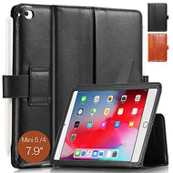 KAVAJ Lederhülle London geeignet für Apple iPad Mini 5 (2019) & 4 Hülle Echtleder Case Schwarz aus echtem Leder mit Stand und Auto Schlaf/Aufwachen Funktion. Dünnes Smart-Cover Schutzhülle
