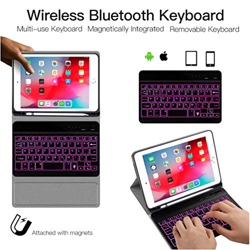 Tastatur Schutzhülle für iPad Mini 7,9 Zoll, Bluetooth Tastatur-Hülle Kompatibel mit iPad Mini 5/4/3/2/1, Ultradünn Magnetisch Abnehmbare PU-Lederhülle und Multi-Winkel-Ständer mit Pencil Halter