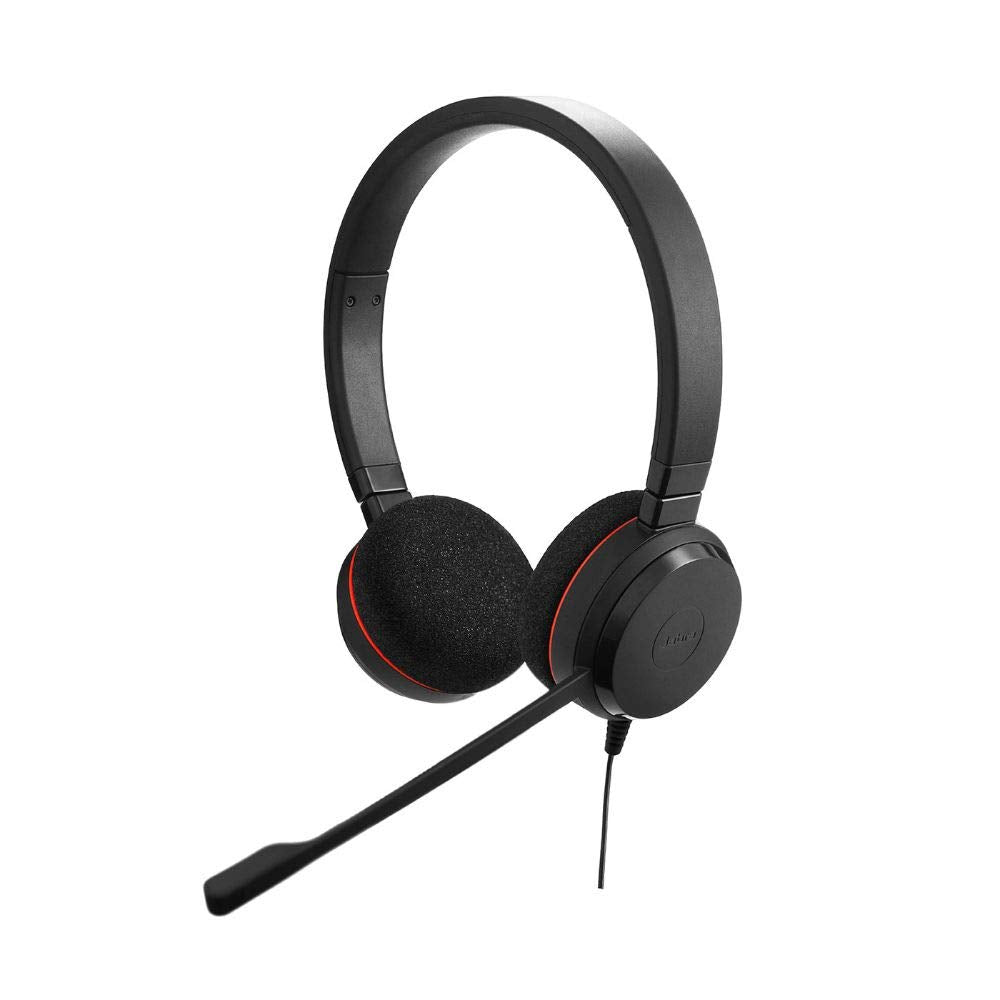 Jabra Evolve 20 MS Stereo Headset – Microsoft zertifizierte Kopfhörer für VoIP Softphone mit passivem Noise-Cancelling – USB-Kabel mit Anrufsteuerung – Schwarz