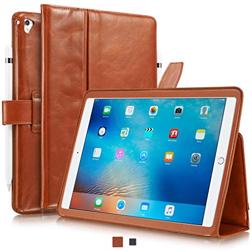 KAVAJ Lederhülle London geeignet für Apple iPad 8 iPad 7 2020/2019 10.2" Hülle Cover Cognac-Braun aus echtem Leder mit Stifthalter. Dünnes Echtleder Smart Case Schutzhülle Tasche