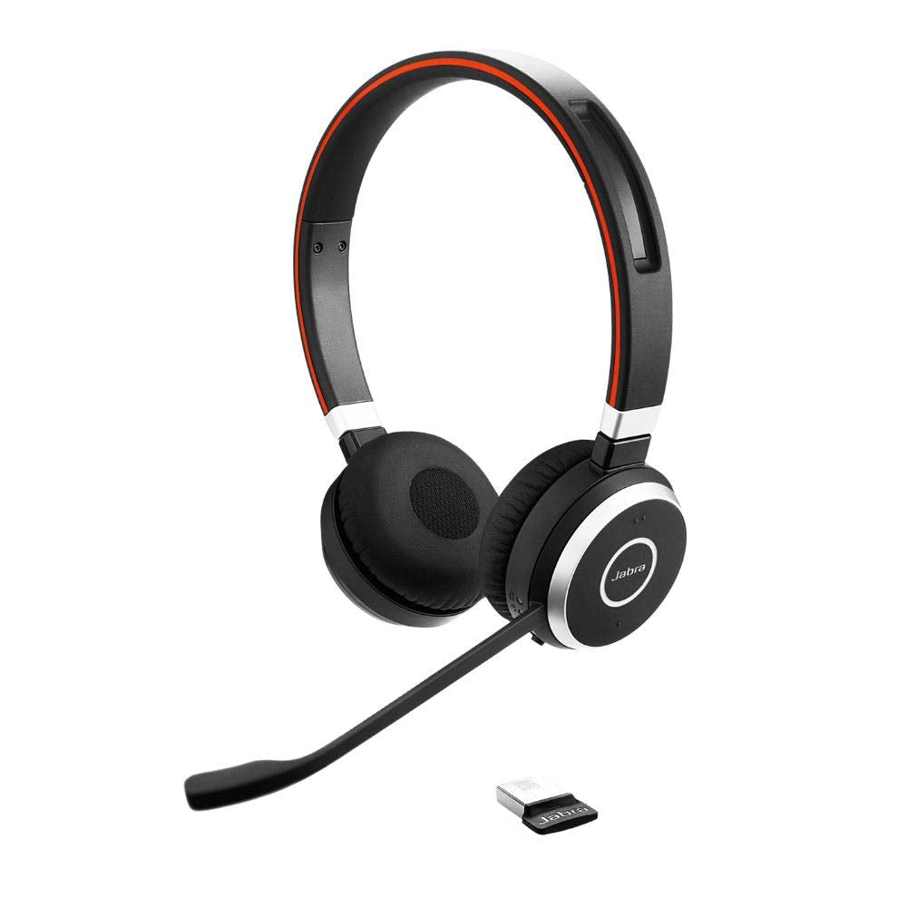 Jabra Evolve 65 Wireless Stereo On-Ear Headset - Microsoft zertifizierte Kopfhörer mit langer Akkulaufzeit - USB Bluetooth Adapter - Schwarz