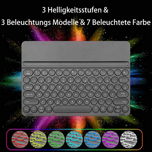 SENGBIRCH Tastatur Hülle für iPad Pro 12.9 2021, Beleuchtete Tastatur (Bluetooth QWERTZ Layout) mit Robust TPU Hülle für Pro 12.9 2021/2020/2018 - Schwarz