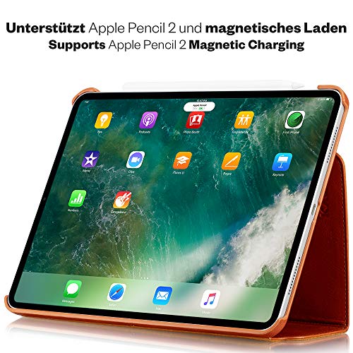 KAVAJ Lederhülle Berlin geeignet für Apple iPad Air 4 10.9" 2020 Hülle Echtleder Case Cognac-Braun aus echtem Leder mit Stand und Auto Schlaf/Aufwachen Funktion. Dünnes Smart-Cover Schutzhülle