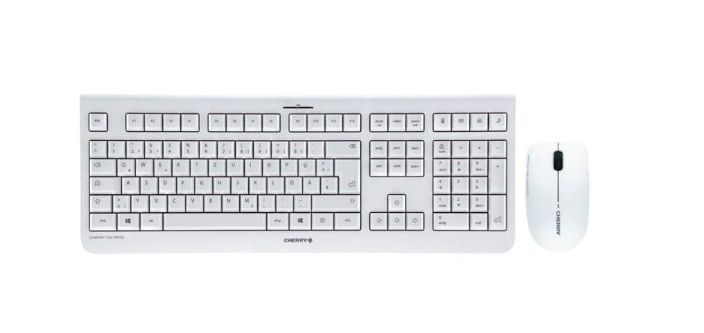 CHERRY DW 3000 – Wireless Tastatur+Maus – 4 Zusatztasten – deutsches Layout – QWERTZ Tastatur – GS-Zulassung – Weiß, JD-0710DE-0