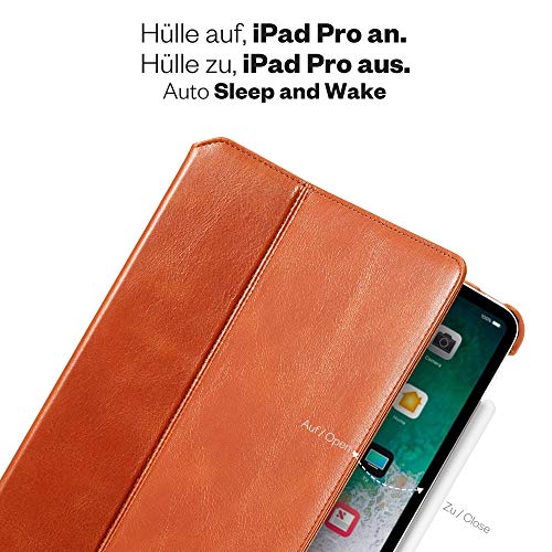 KAVAJ Lederhülle Berlin geeignet für Apple iPad Air 4 10.9" 2020 Hülle Echtleder Case Cognac-Braun aus echtem Leder mit Stand und Auto Schlaf/Aufwachen Funktion. Dünnes Smart-Cover Schutzhülle