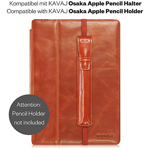 KAVAJ Lederhülle Hamburg geeignet für Apple iPad 8 iPad 7 2020/2019 10.2" Hülle Cover Cognac-Braun aus echtem Leder fünf Stand und Auto Schlaf/Aufwachen Funktionen. Dünnes Smart-Cover Schutzhülle