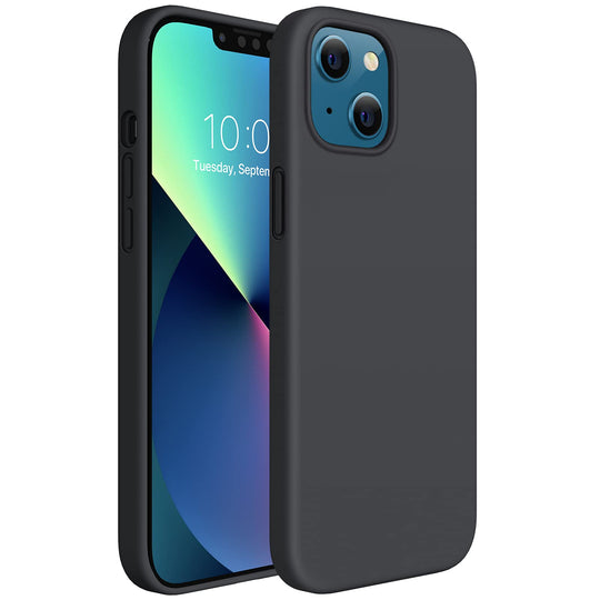 Miracase Flüssige Silikon Hülle kompatibel mit iPhone 13, 3 Schichte Silicone Handyhülle, Stoßfeste Schutzhülle Rundumschutz Cover Kratzfest Case, Unterstützt Kabelloses Laden, Schwarz