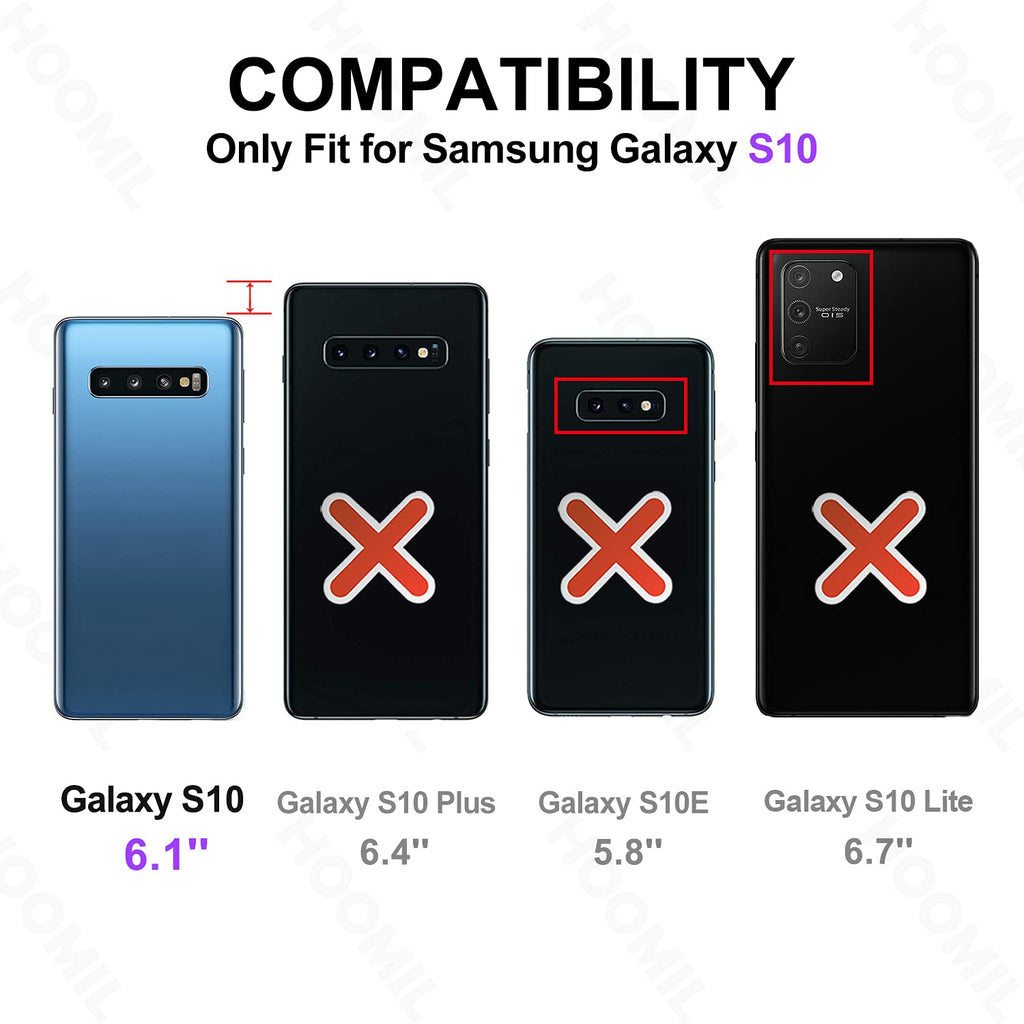HOOMIL Handyhülle für Samsung Galaxy S10 Hülle, Premium Leder Flip Schutzhülle für Samsung Galaxy S10 Tasche - Schwarz