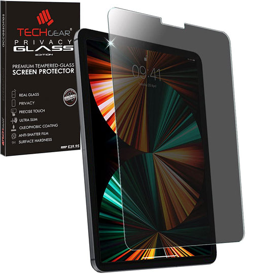 TECHGEAR Antispy Privatsphäre Panzerglas Kompatible mit iPad Pro 12.9 Zoll 2021/2020/2018, Privacy Panzerglas Edition Displayschutz Folie aus gehärtetem Glas für iPad Pro 12,9 [5. 4. 3. Generation]