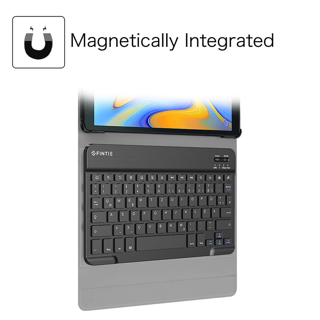Fintie Tastatur Hülle für Samsung Galaxy Tab A 10.5 SM-T590/T595 2018 Tablet-PC - Ultradünn leicht Schutzhülle mit magnetisch Abnehmbarer drahtloser Deutscher Bluetooth Tastatur, Schwarz