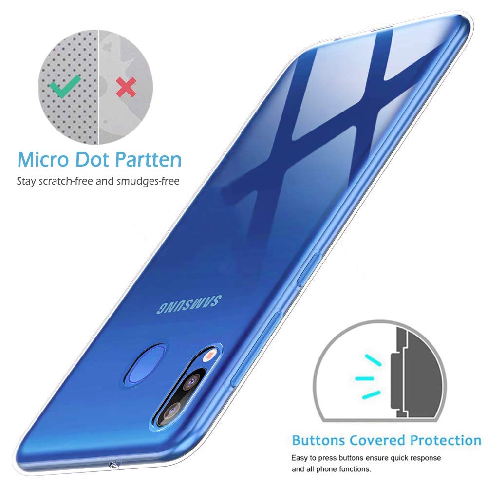 Amonke Transparent Kompatibel mit Samsung Galaxy M20 Hülle Silikon Durchsichtig Handyhülle TPU Dünn Stoßfest Fallschutz Bumper Slim Case Cover Schutzhülle für Samsung M20 6,3''