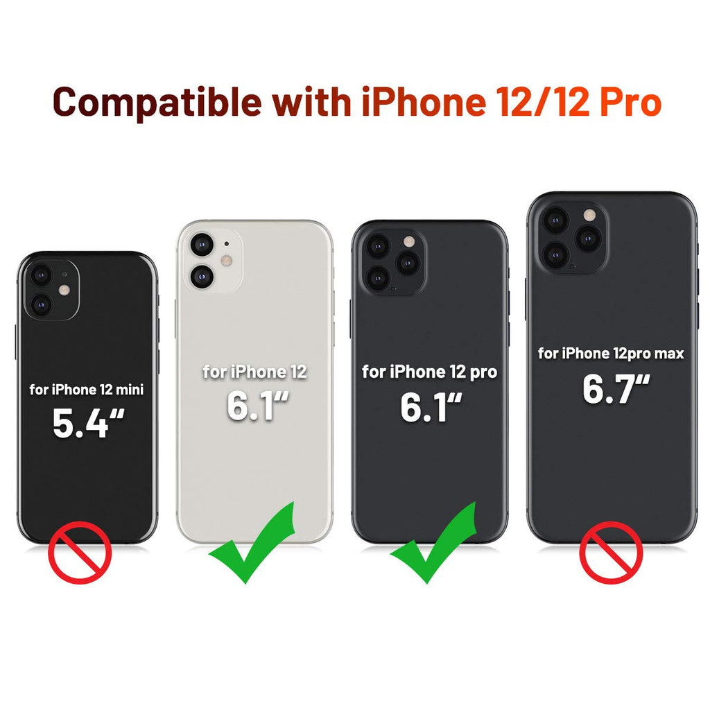 OCASE iPhone 12 Hülle iPhone 12 Pro Handyhülle [Premium PU Leder] [Kartenfach] [Magnetverschluss] Lederhülle RFID Schutzhülle Klapphülle Case Cover Etui Kompatibel für iPhone 12/12Pro Schwarz